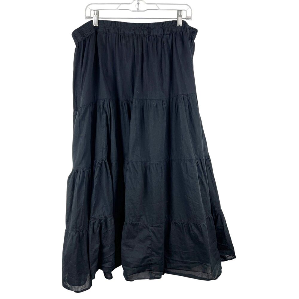 White Stag Skirt Women/s Plus 22/24W Black Soot Garter Waist A-Line Maxi